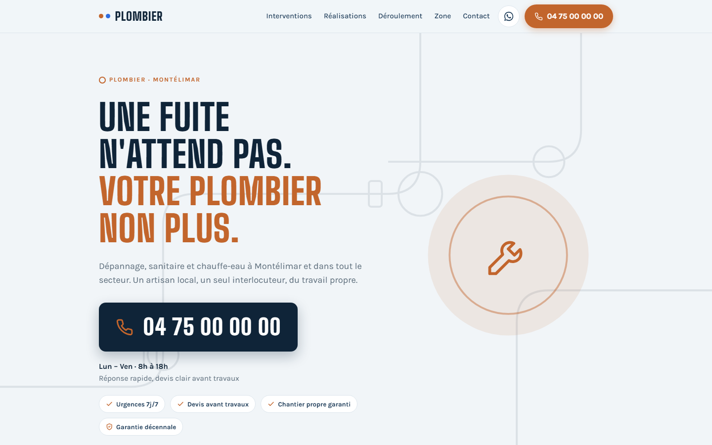 Exemple de site Tillap pour Plombier sur ordinateur