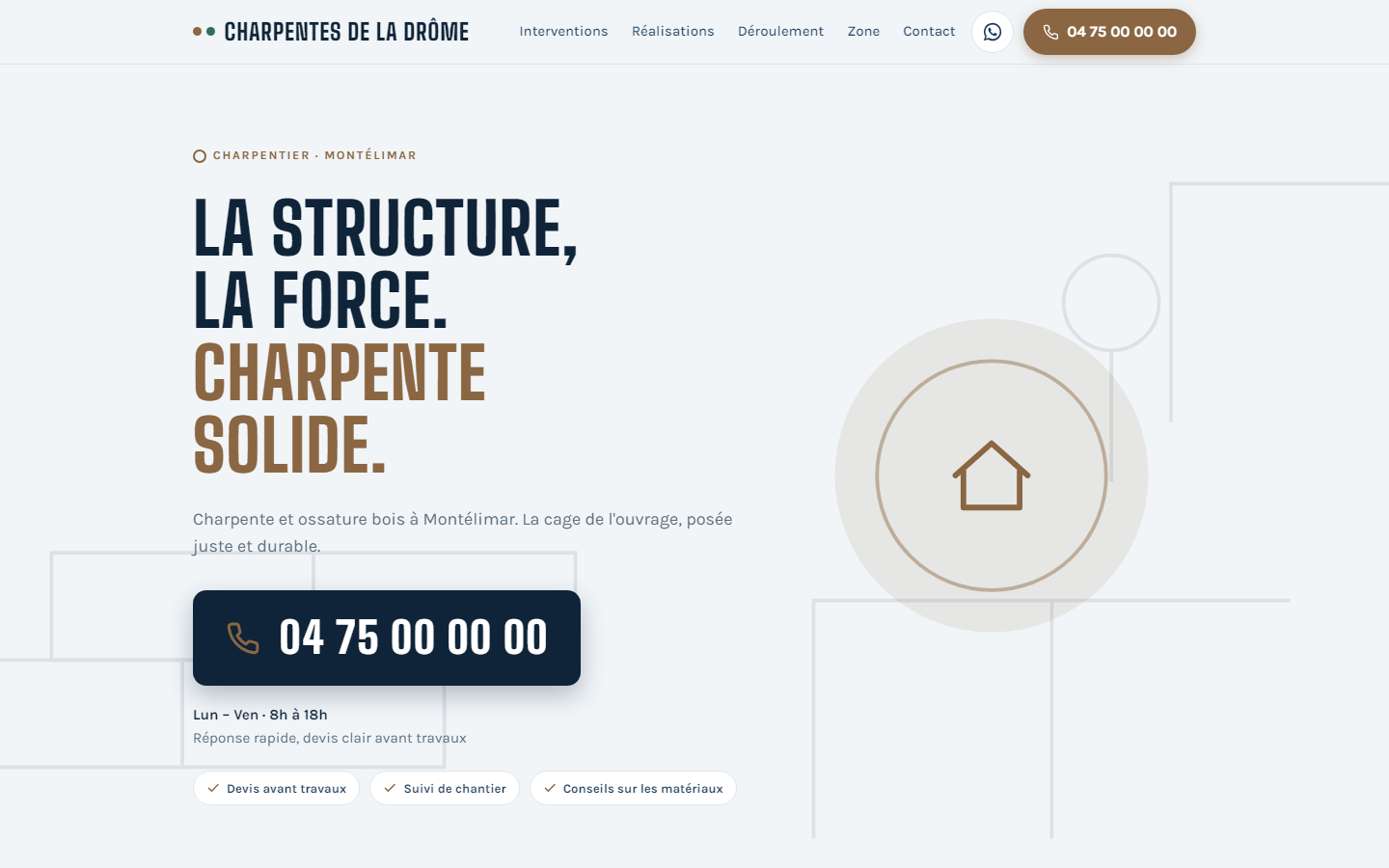 Maquette de site pour un charpentier