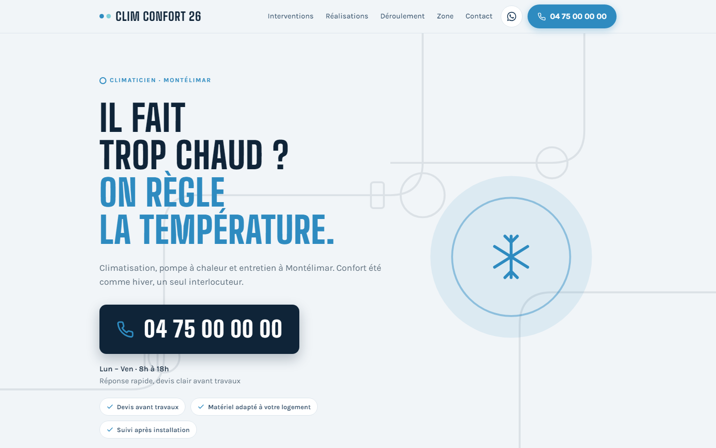 Maquette de site pour un climaticien