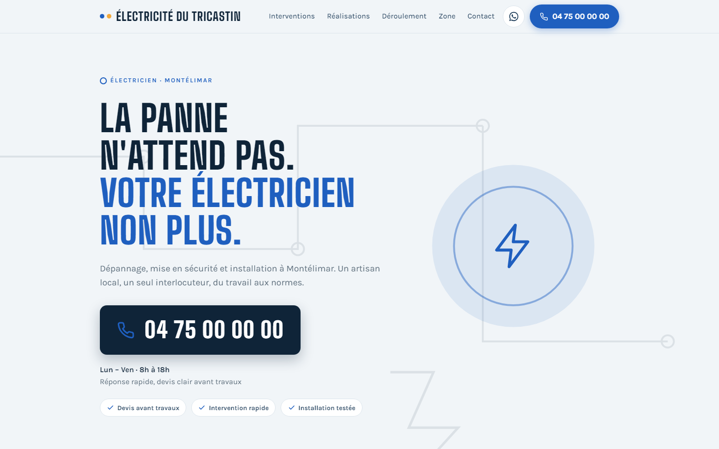 Maquette de site pour un électricien