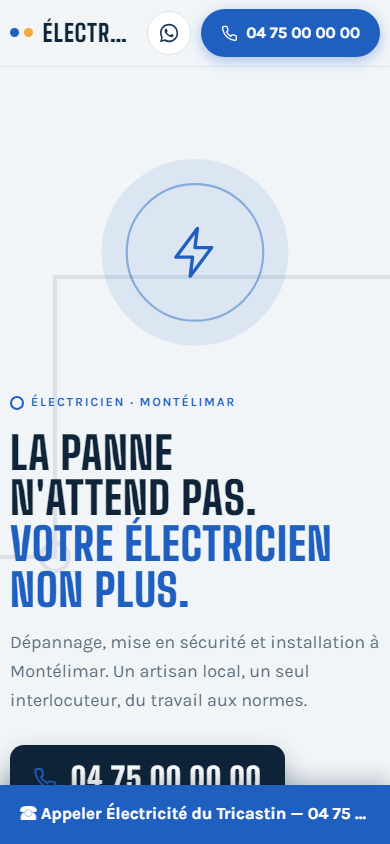 Maquette Tillap pour un électricien, version mobile