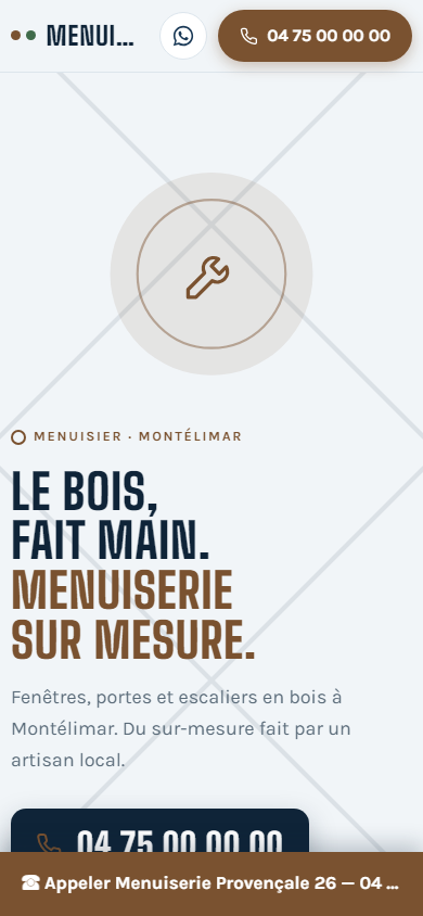 Maquette Tillap pour un menuisier, version mobile